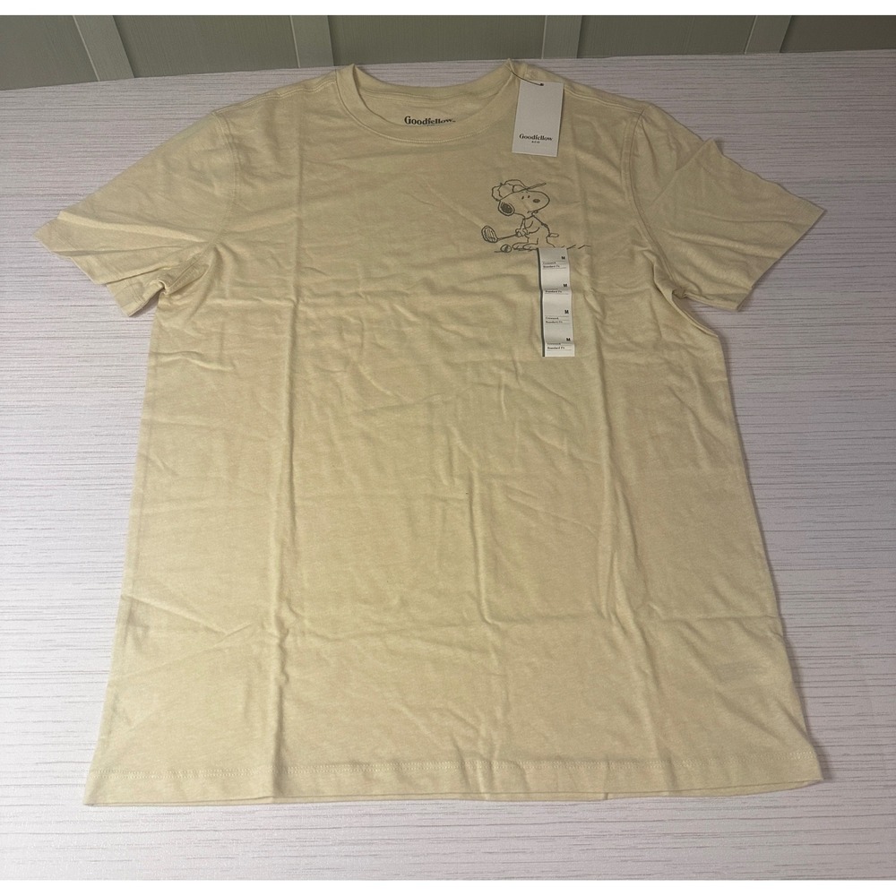 *NEW* Mens Medium Goodfellow & Co Peanuts Snoopy Golf Club Graphic T-Shirt Beige